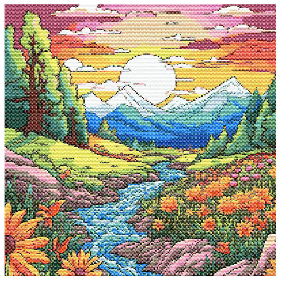 MINDFUL LANDSCAPE - Cross Stitch Pattern - Cross Stitch Chart