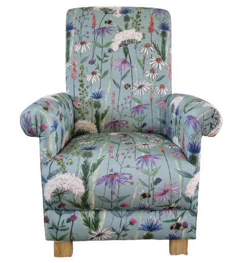 Voyage Hermione Verde Fabric Children's Chair Green Girls Armchair Floral Bees