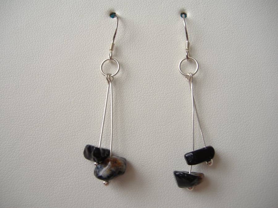 Black Onyx Earrings - Handmade - Sterling Silver - Genuine Gemstone