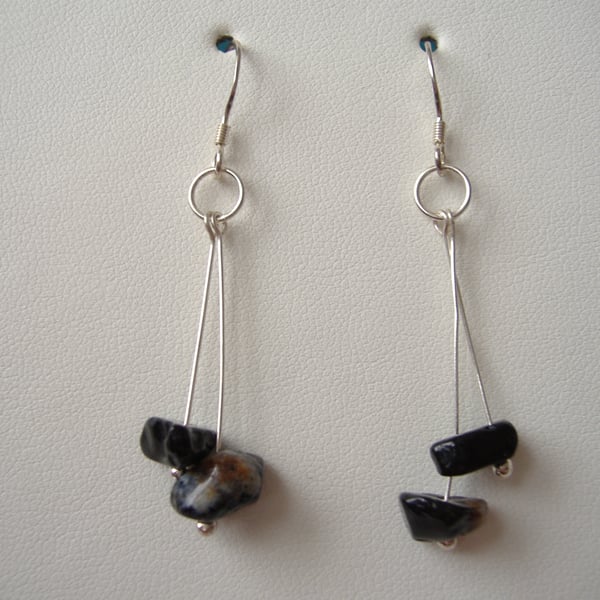 Black Onyx Earrings - Handmade - Sterling Silver - Genuine Gemstone