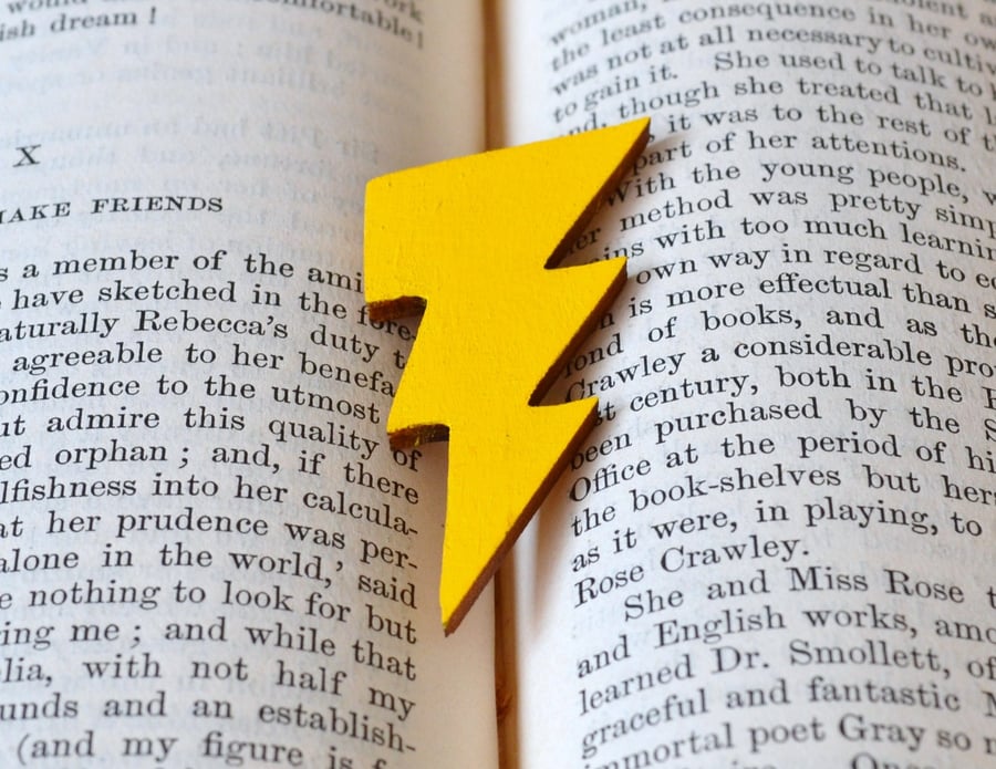 Bright Yellow Painted Lightning Bolt Brooch