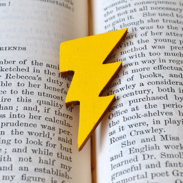 Bright Yellow Painted Lightning Bolt Brooch