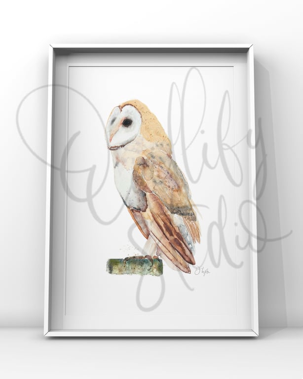 Watercolour Print Barn Owl Grace