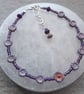 Anklet Purple and Lilac Czech Glass Flower Beads And Seed Beads   