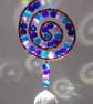 Suncatcher copper wire wrapped spiral shape with purple & blue beads - Image 6