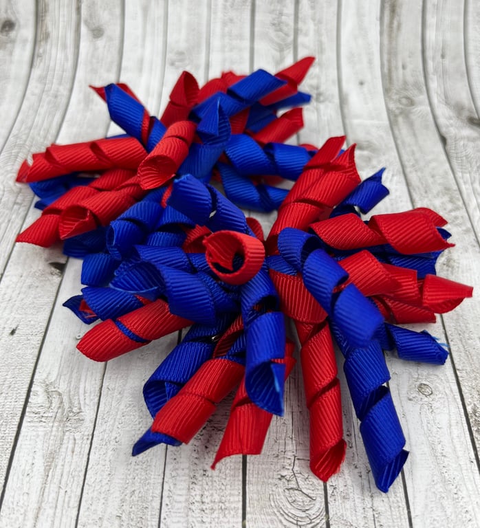3 inch Cobalt Blue and Red Curly Corkers on Clips (pair)
