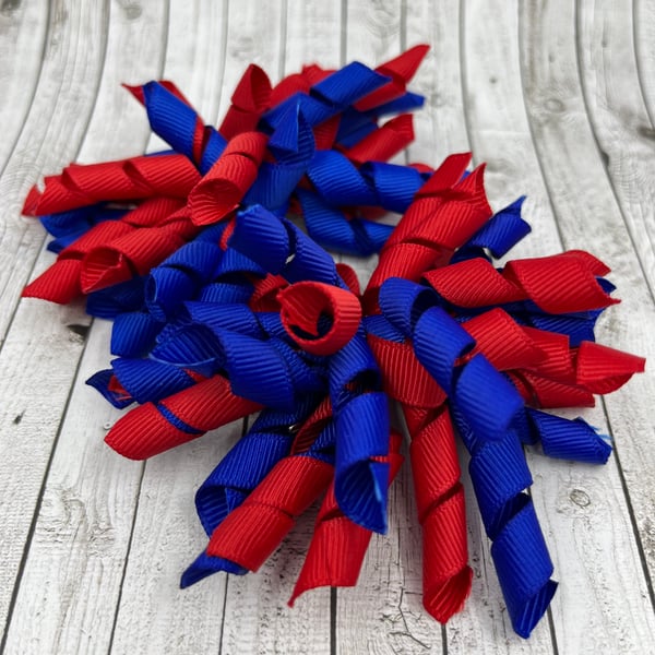 3 inch Cobalt Blue and Red Curly Corkers on Clips (pair)