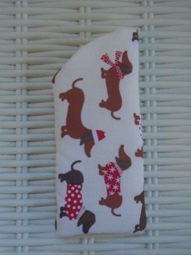 Winter Sausage Dog Glasses Case Lined & Padded Each One Unique.