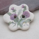 Small Thistle Flower Ceramic Button