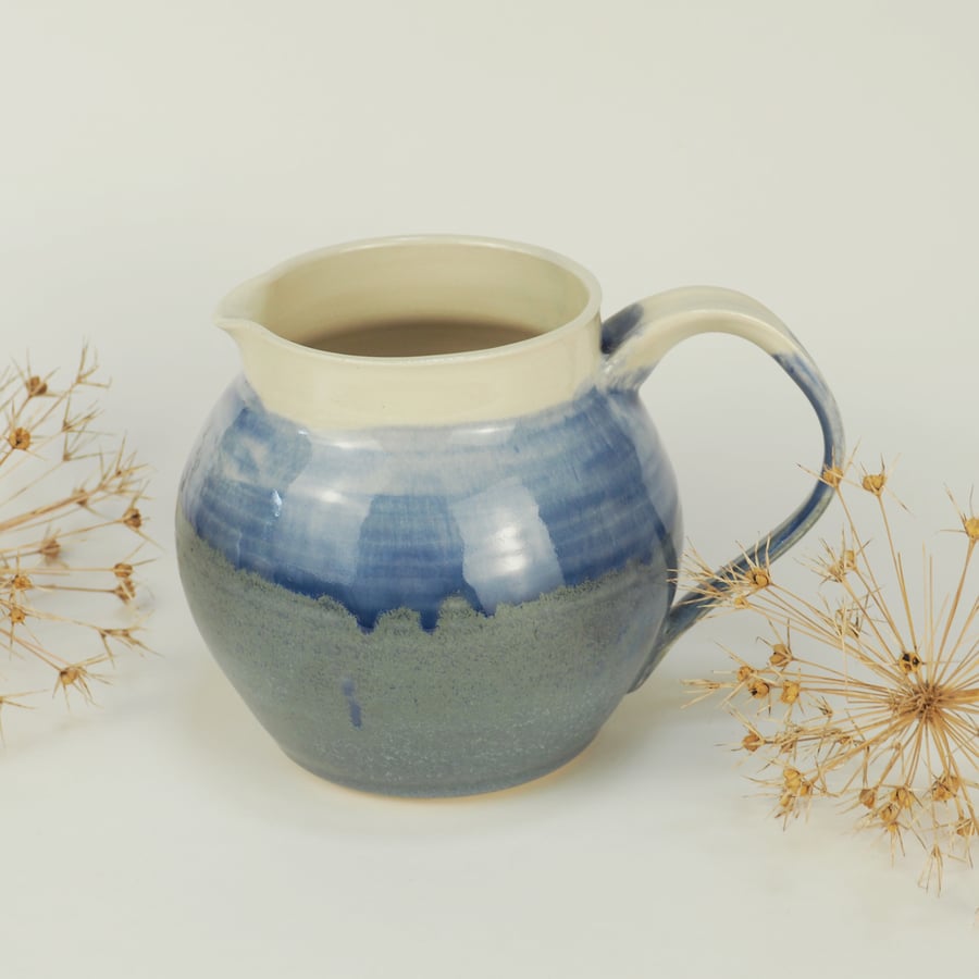 Blue Round Handmade Ceramic Jug