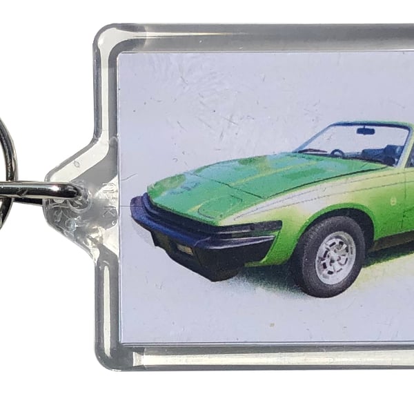 Triumph TR7 1981 (Convertible) - Keyring with 50x35mm Insert - Car Enthusiast