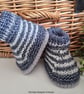 Baby Boy's Hand Knitted 95% Merino Wool Booties 0-3 months size  - Image 4