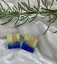 Blue Green Stainless steel post earrings  - Image 2