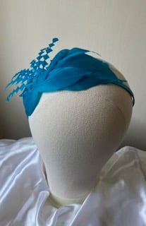 Bue Bird - Cyan Blue Feather Headband Fascinator - Special Occasion