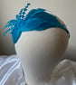 Bue Bird - Cyan Blue Feather Headband Fascinator - Special Occasion - Image 1