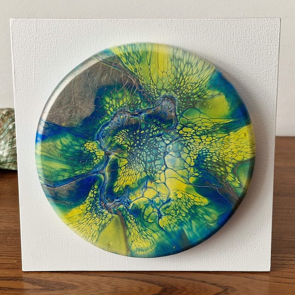 8" x 8" acrylic pour painting wall plaque
