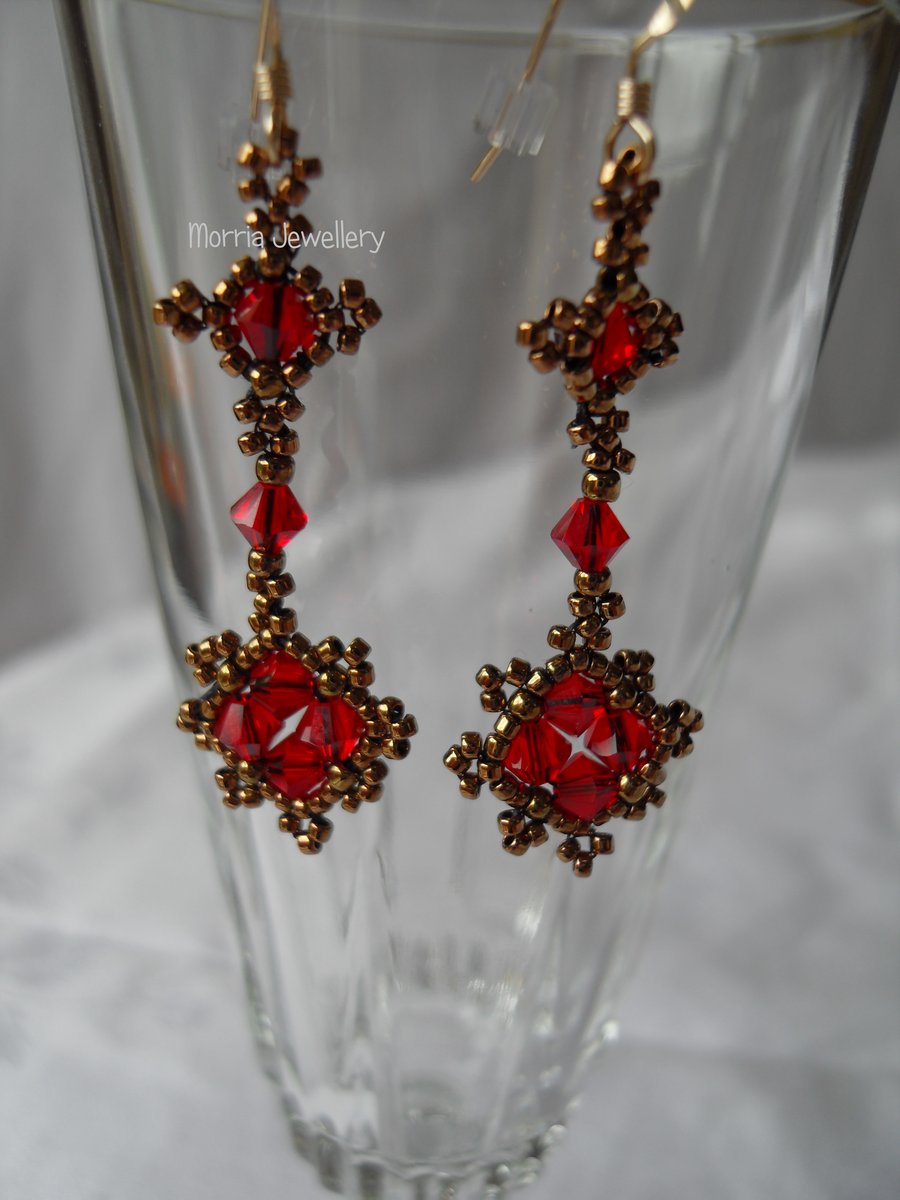 Red and Bronze Earrings