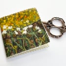 Buttercup, wall and meadow sweet needle, pin and safety pin case. 