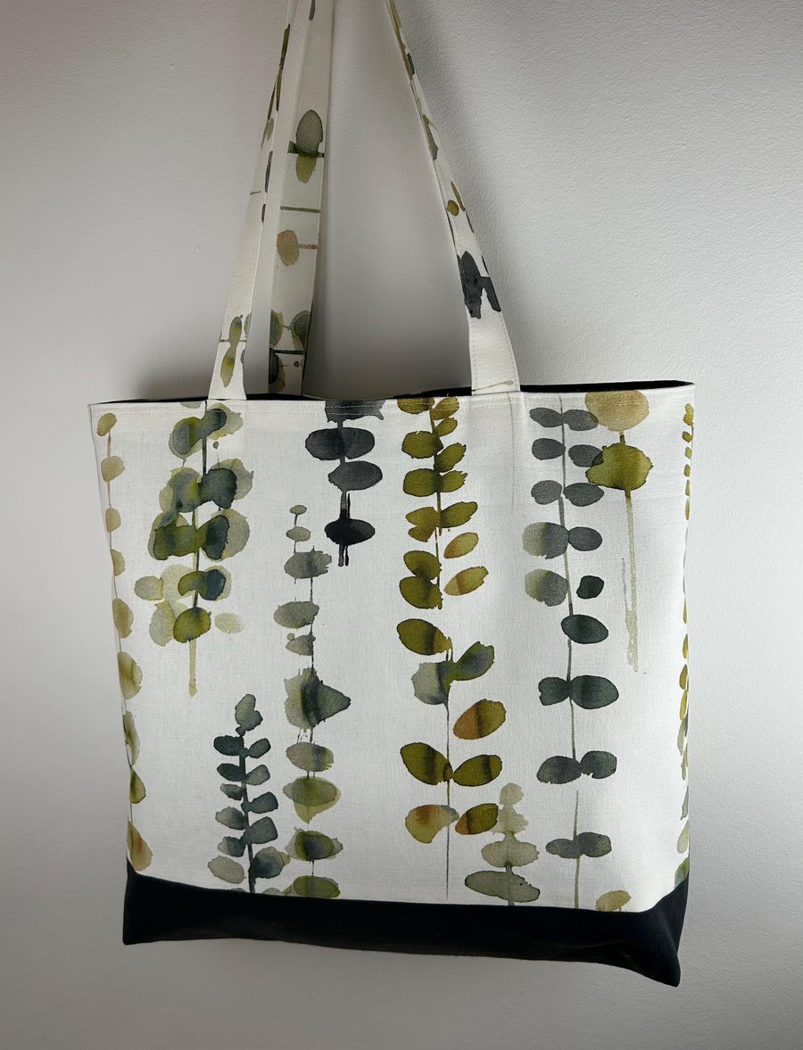 Eucalyptus Print Canvas Tote Bag, Handmade Shopper, Eco Friendly