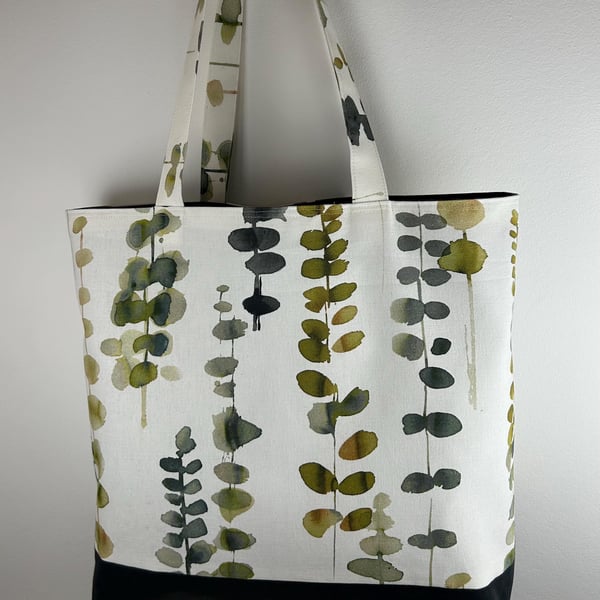 Eucalyptus Print Canvas Tote Bag, Handmade Shopper, Eco Friendly