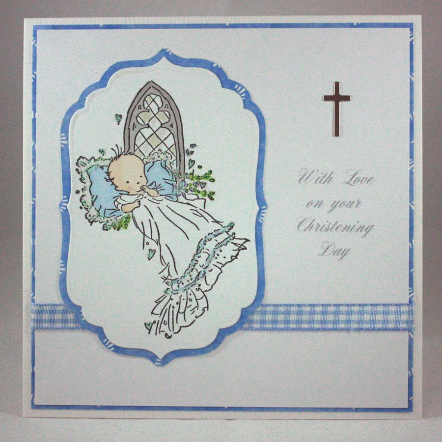 Handmade baby's christening card