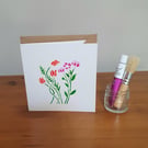 Stencilled Flower Greeting Card - Small Square