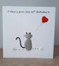 Pebble Art Cat Birthday Card: Handmade Personalized Age Card