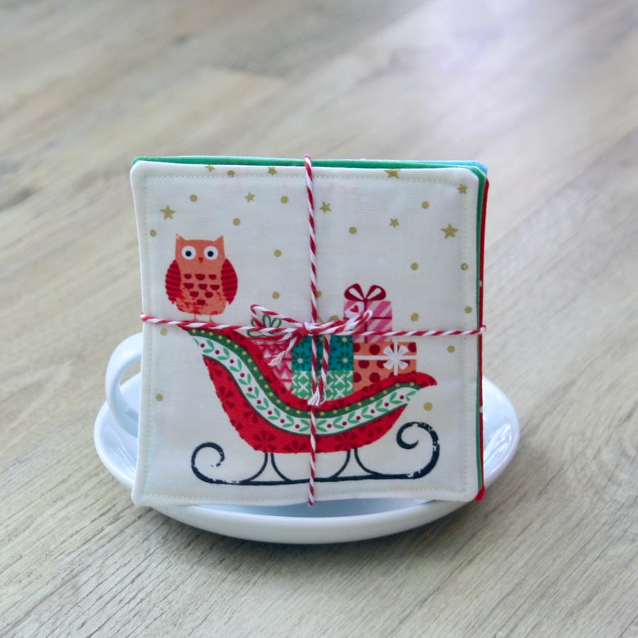 Set of Four Christmas Coasters with fun pictures