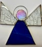 Stained Glass Triangle Angel - Royal blue with deep-textured clear wings - Image 3