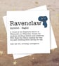Ravenclaw definition card - Harry Potter, Hogwarts, blank inside - Image 1