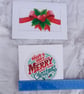 Set of 2 Cross Stitch Christmas Cards, Festive Red Bow & Merry Christmas - Image 9