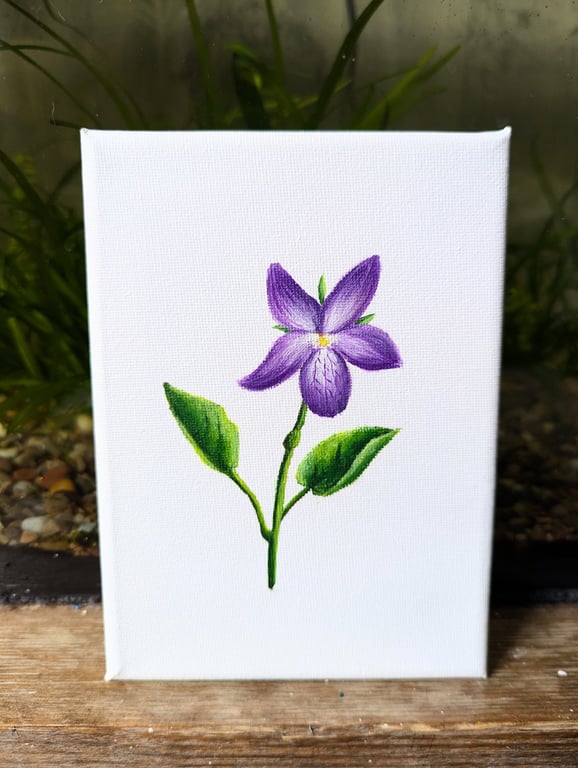 Heath Violet Wildflower Acrylic Painting 