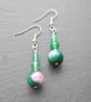Green and Pink Agate Dangle Earrings - Image 4