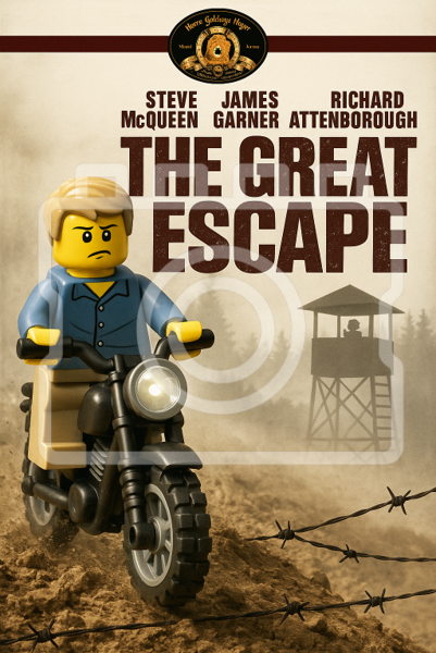 THE GREAT ESCAPE - LEGO-Inspired A4 Movie Poster Print - Ready to Frame