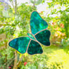 Stained Glass Butterfly Suncatcher - Handmade Decoration - Turquoise 