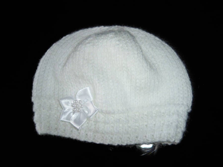  Hand Knitted Baby Beanie Hat 0-3 mths