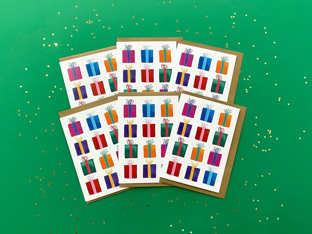 Watercolour Christmas Cards: Vintage Baubles Overlay – Pack of 1, 6 or 12