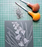 An original handprinted linoprint of bluebells. - Image 5