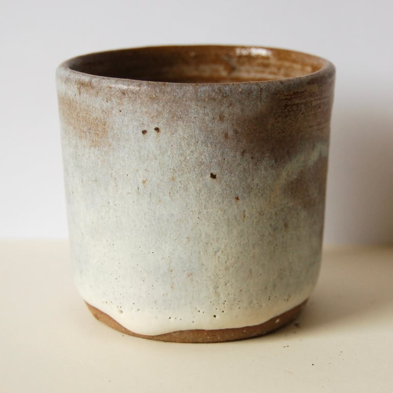 Japanese style espresso cup in natural clay
