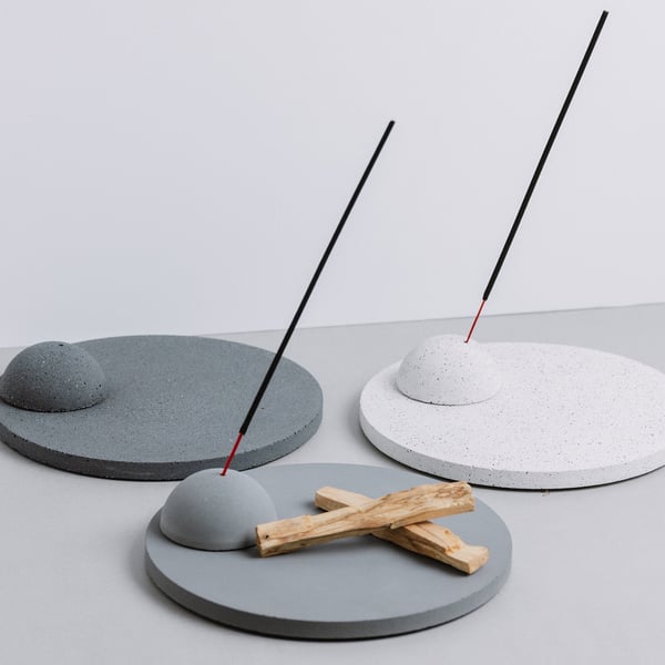 Modern Concrete Incense Holder: Minimalist Jesmonite Plate