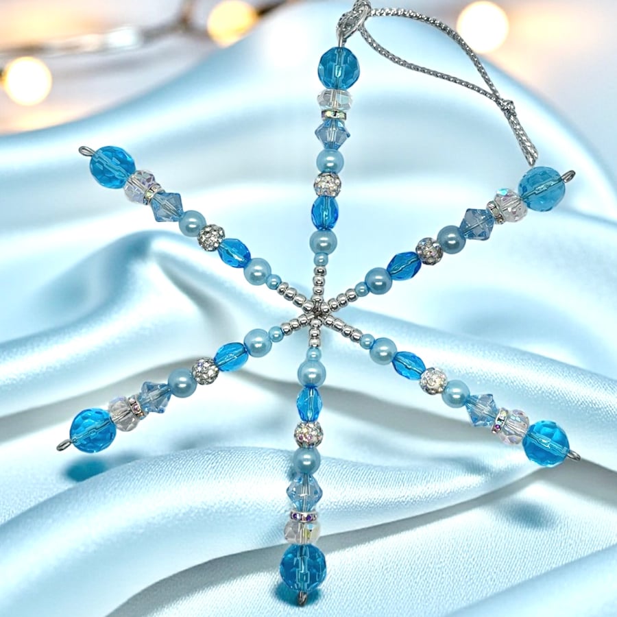 Snowflake Ornament in Sparkling Blue- 