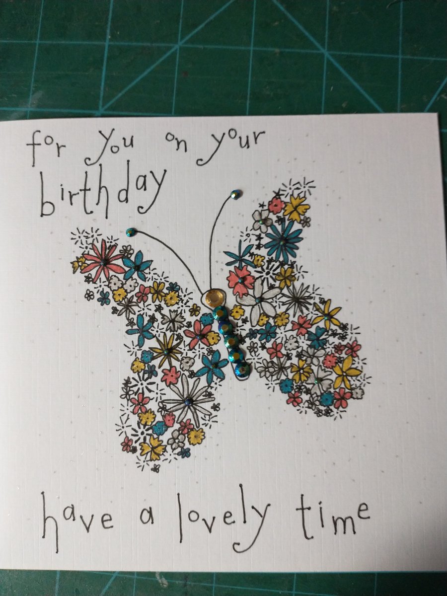 Orange floral butterfly birthday card