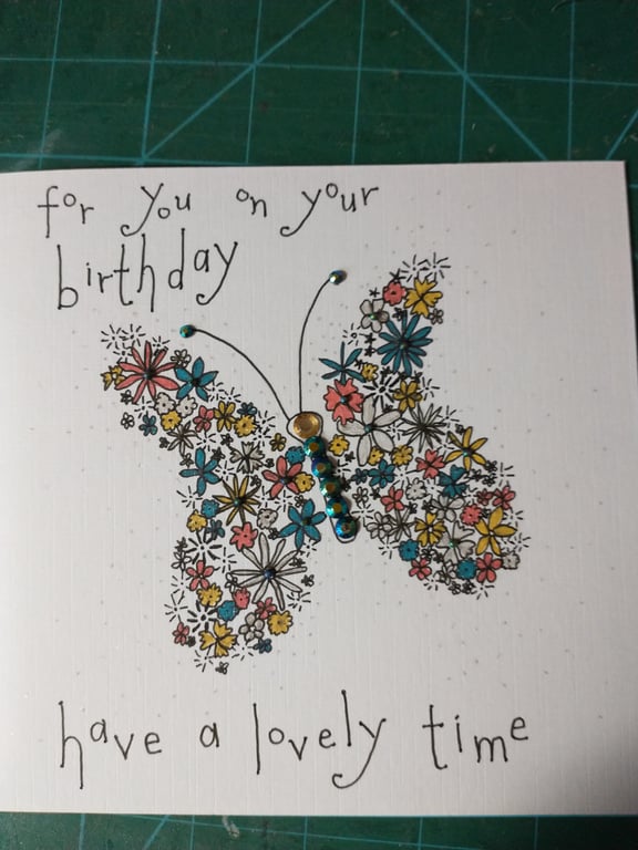 Orange floral butterfly birthday card