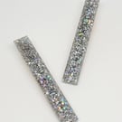 Silver Glitter Hair Clips Holographic