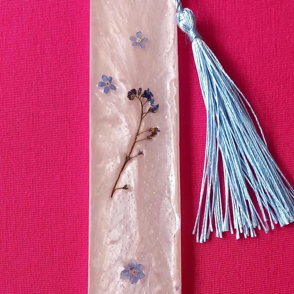 Flower bookmark,Forget nots,Memorial gift,Minimalist gift book lovers,English 