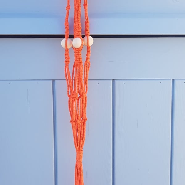 Seconds Sunday macrame plant holder hanging basket with wooden beads