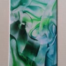 Green silk miniature original encaustic art painting 