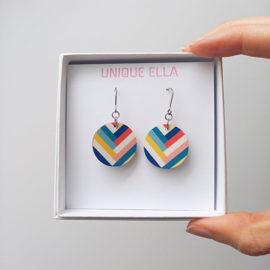 Colourful Key West Wooden Earrings