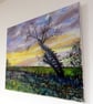 Fen Landscape Oil Painting  Winter Sunrise with Solitary Tree - Image 8