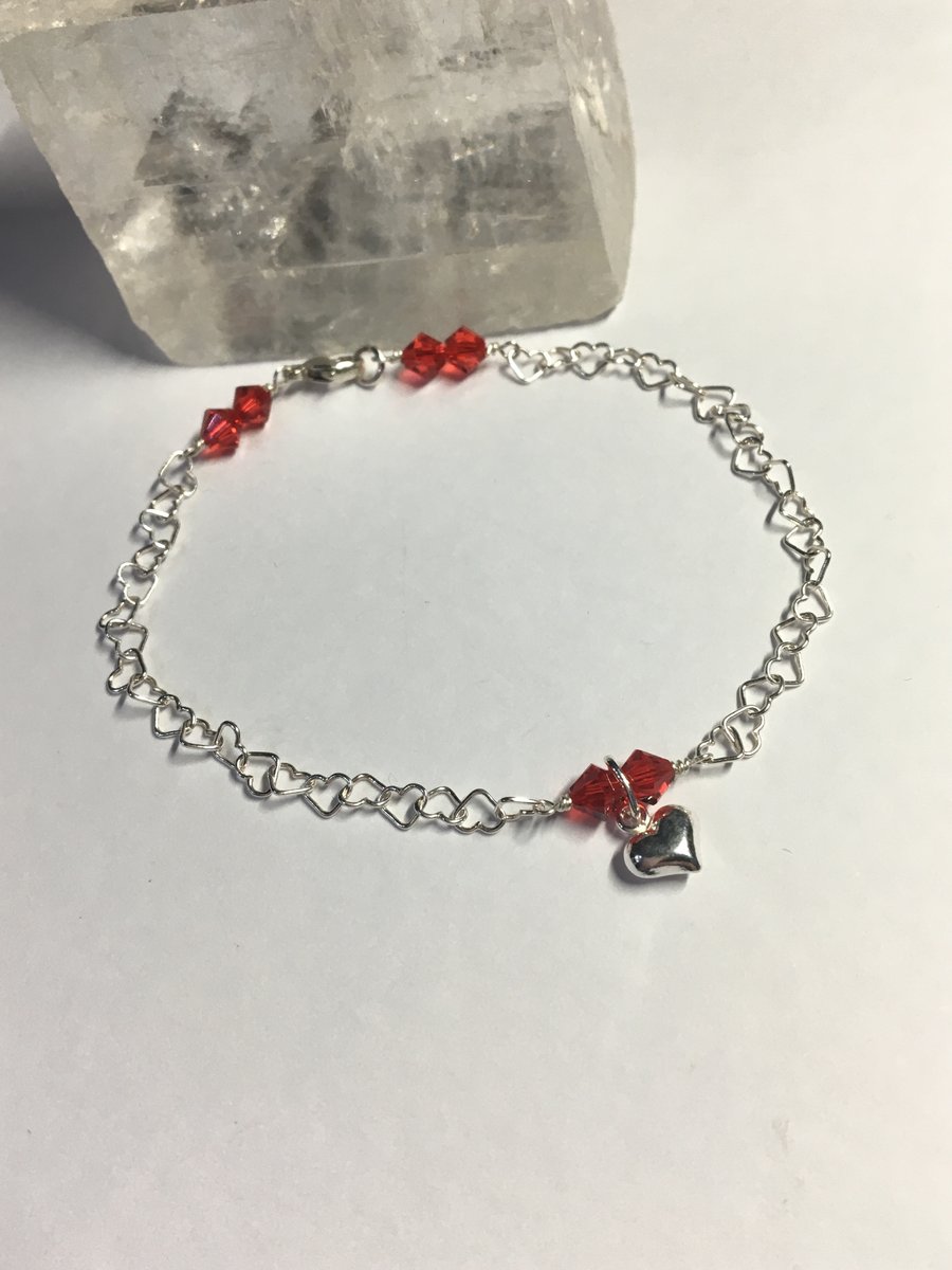 Sterling Silver heart chain bracelet